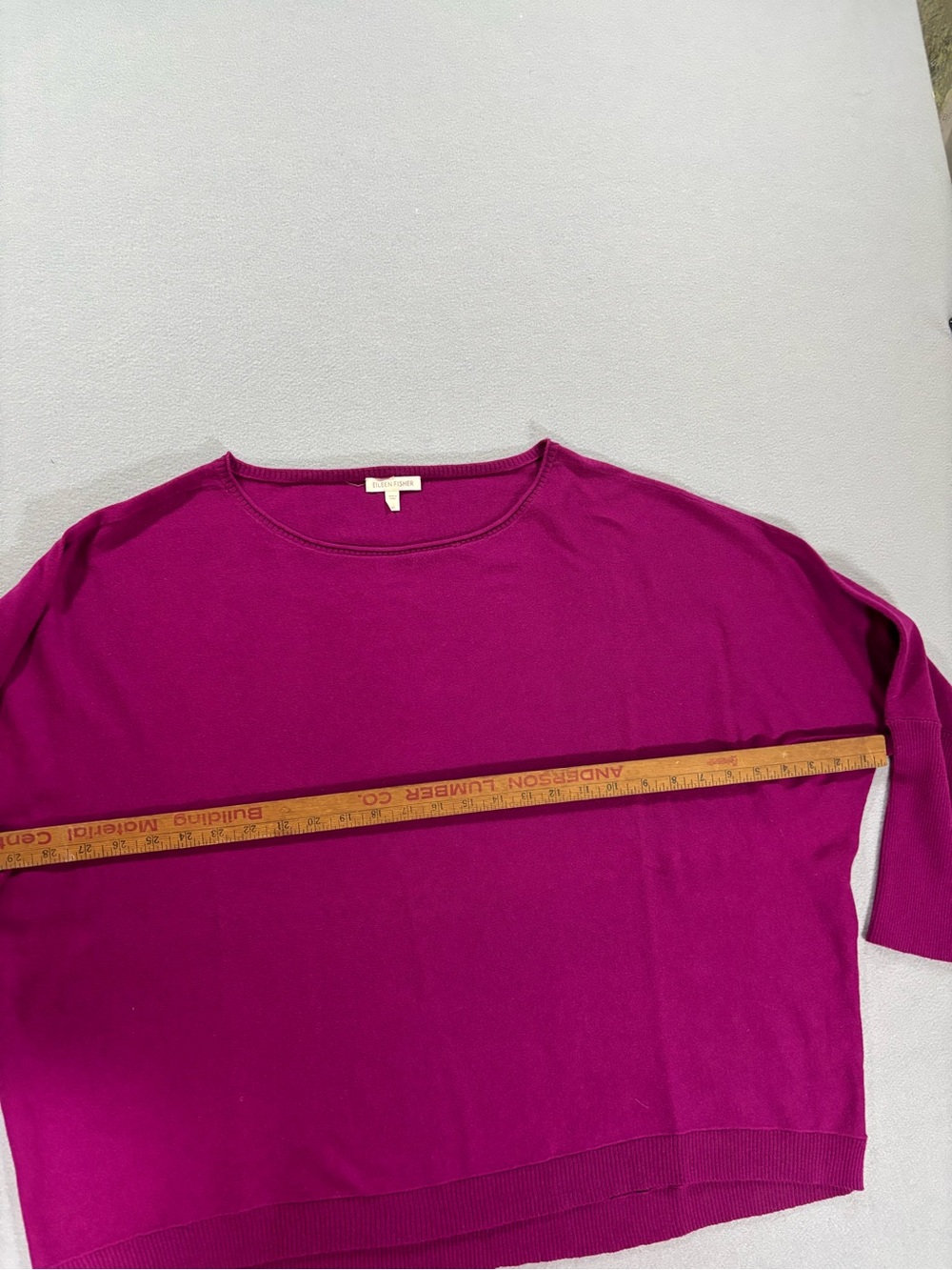 Eileen Fisher Magenta organic cotton/ cashmere Dolman boxy Sweater XL - Picture 4 of 8